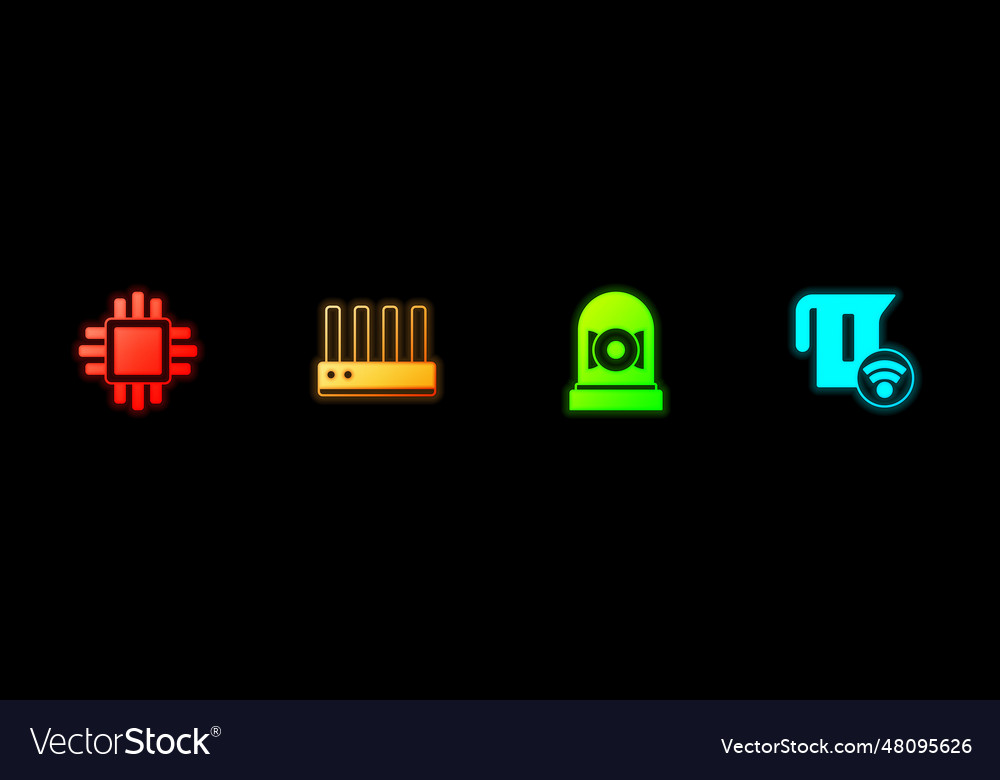 Prozessor mit cpu Router und Wi-Fi-Signal einstellen vector image Prozessor mit cpu Router und Wi-Fi-Signal einstellen