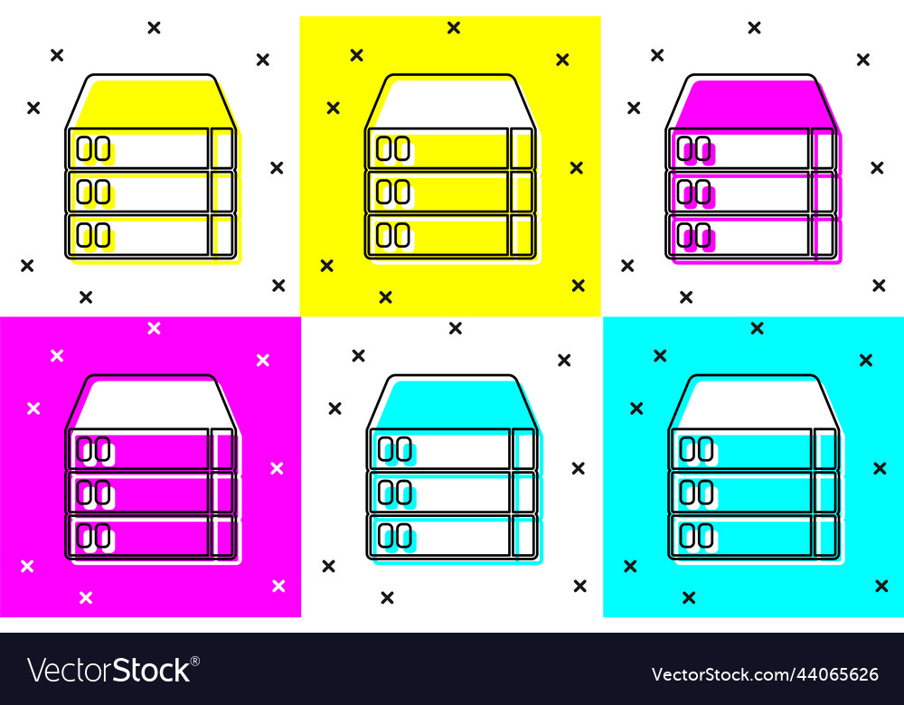Set server data web hosting icon isolated vector image Set server data web hosting icon isolated