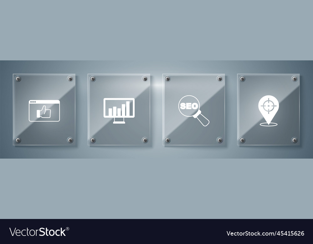 Set target seo optimization monitor with graph vector image Set target seo optimization monitor with graph