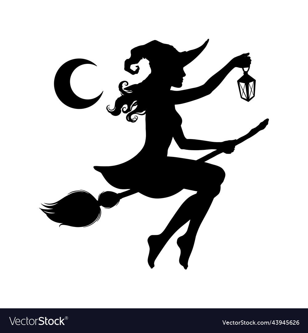 Witch Silhouette on Broomstick