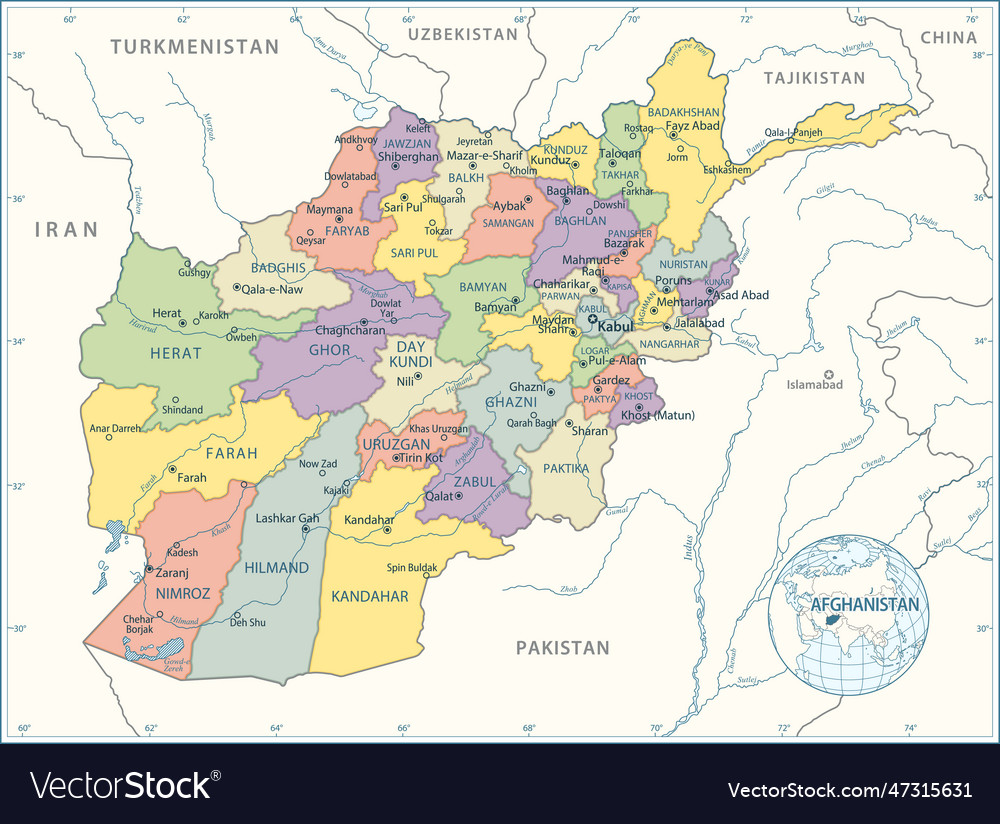 Afghanistan map - highly detailed Royalty Free Vector Image