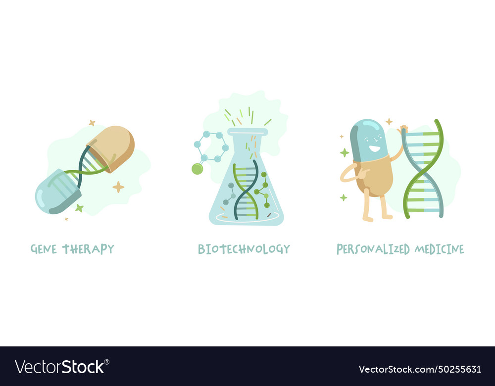 Biotechnology genetic testing and gene therapy Vector Image