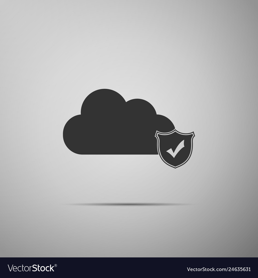 Cloud and shield with check mark icon isolated vector image Cloud and shield with check mark icon isolated