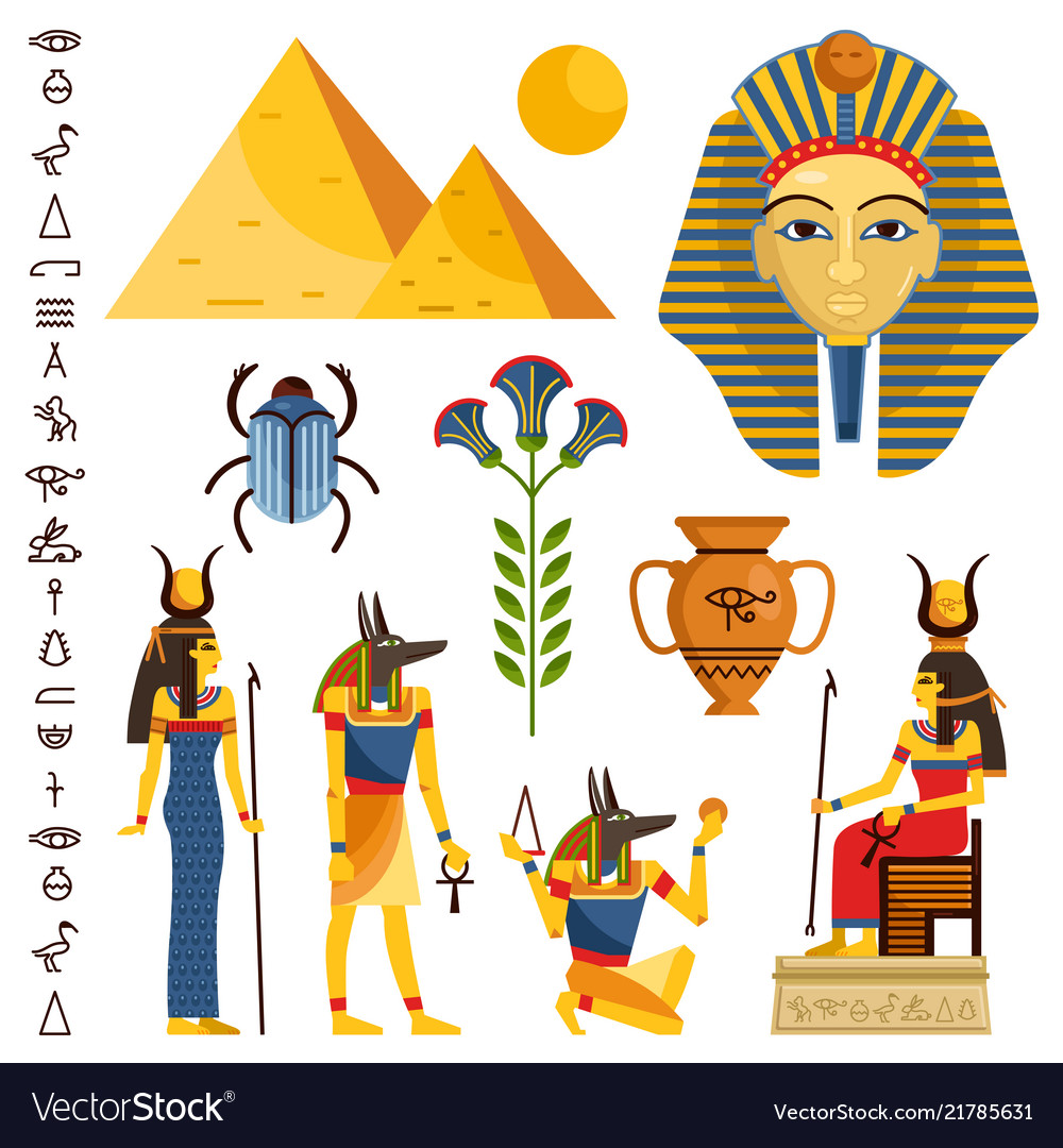 Egypt set ancient egyptian idols statues Vector Image