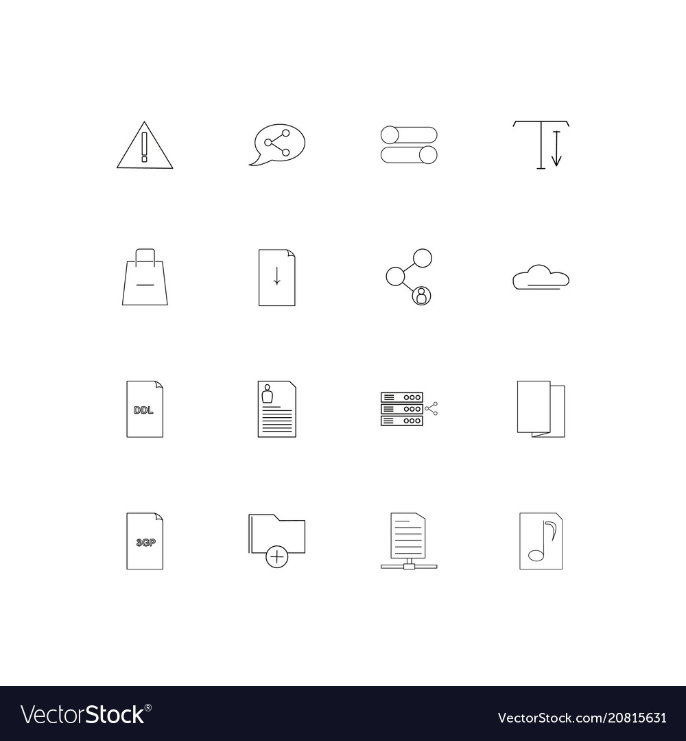 Files and folders sign linear thin icons set