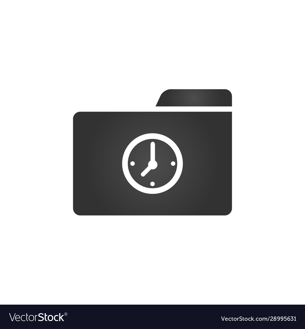 Folder icon with clock in trendy flat style Vector Image