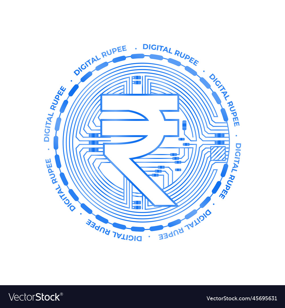 Futuristic digital rupee indian currency symbol