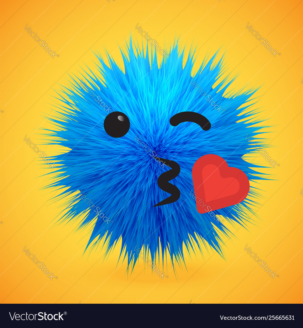 High-detailed 3d fur smiley emoticon