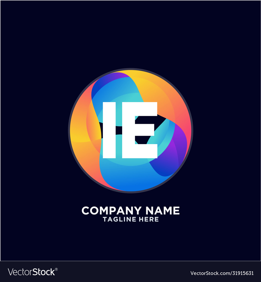 Ie initial logo with colorful circle template