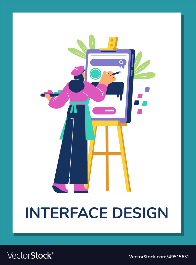 Interface designer creating layouts for mobile app vector image Interface designer creating layouts for mobile app