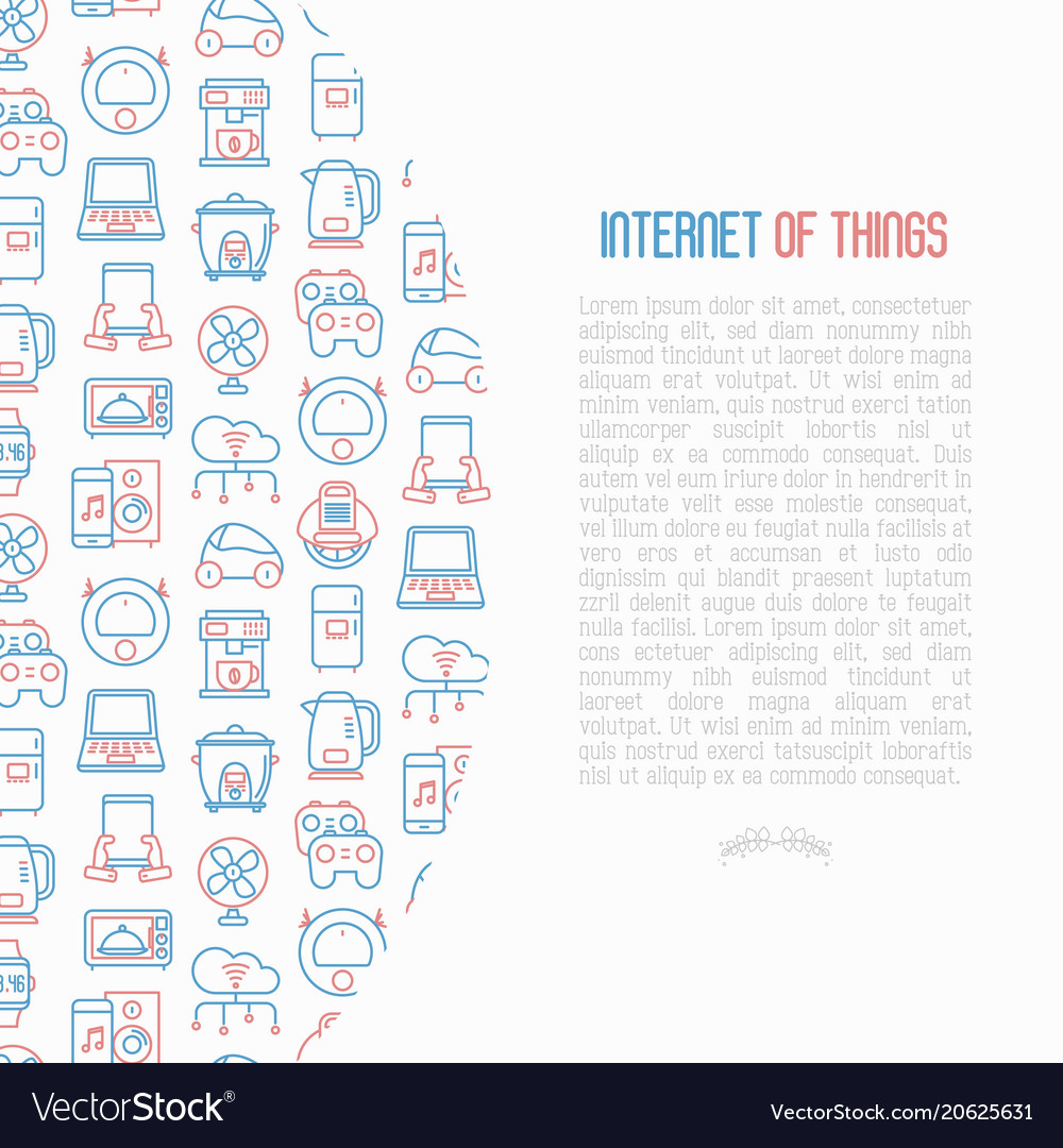 Internet of things concept with thin line icons vector image Internet of things concept with thin line icons