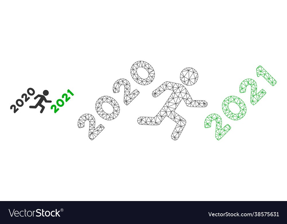 Man run to 2021 mesh carcass model vector image Man run to 2021 mesh carcass model