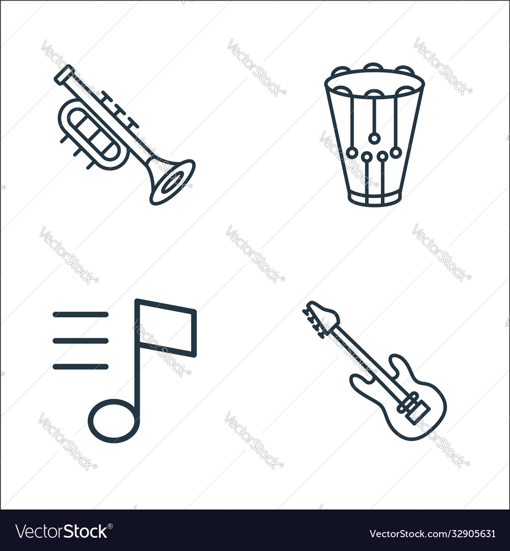 Music instruments line icons linear set quality vector image Music instruments line icons linear set quality
