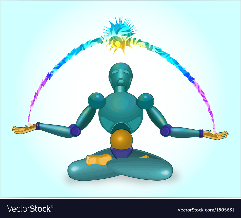 Robot sits in a lotus pose