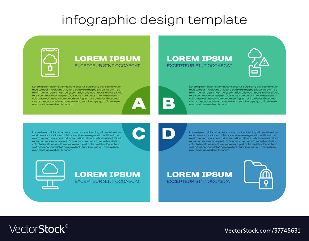 Set line cloud technology data transfer folder vector image Set line cloud technology data transfer folder