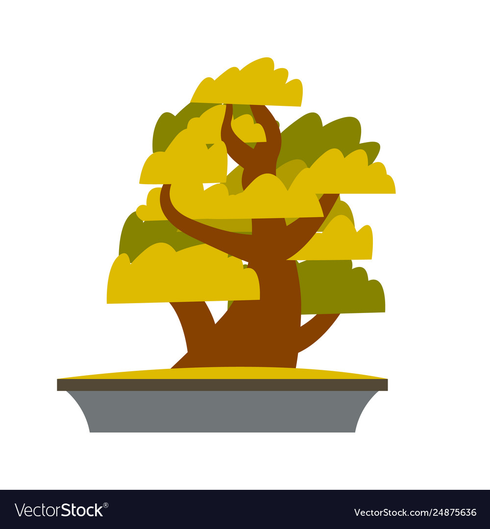 Bonsai Japanese Cartoon Tree Growing In Pot Vector Image