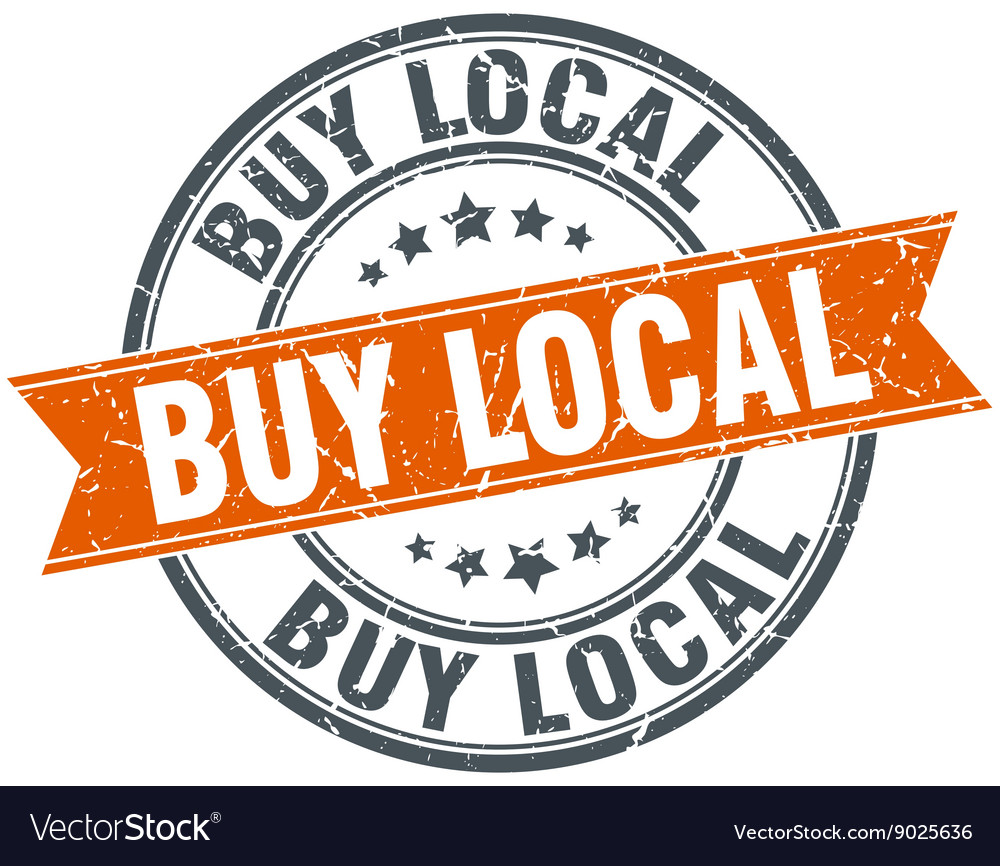 Buy local round orange grungy vintage isolated Vector Image