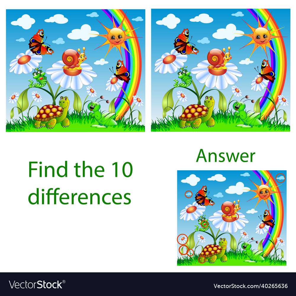 Children The Visual Puzzle Shows Ten Differences Vector Image