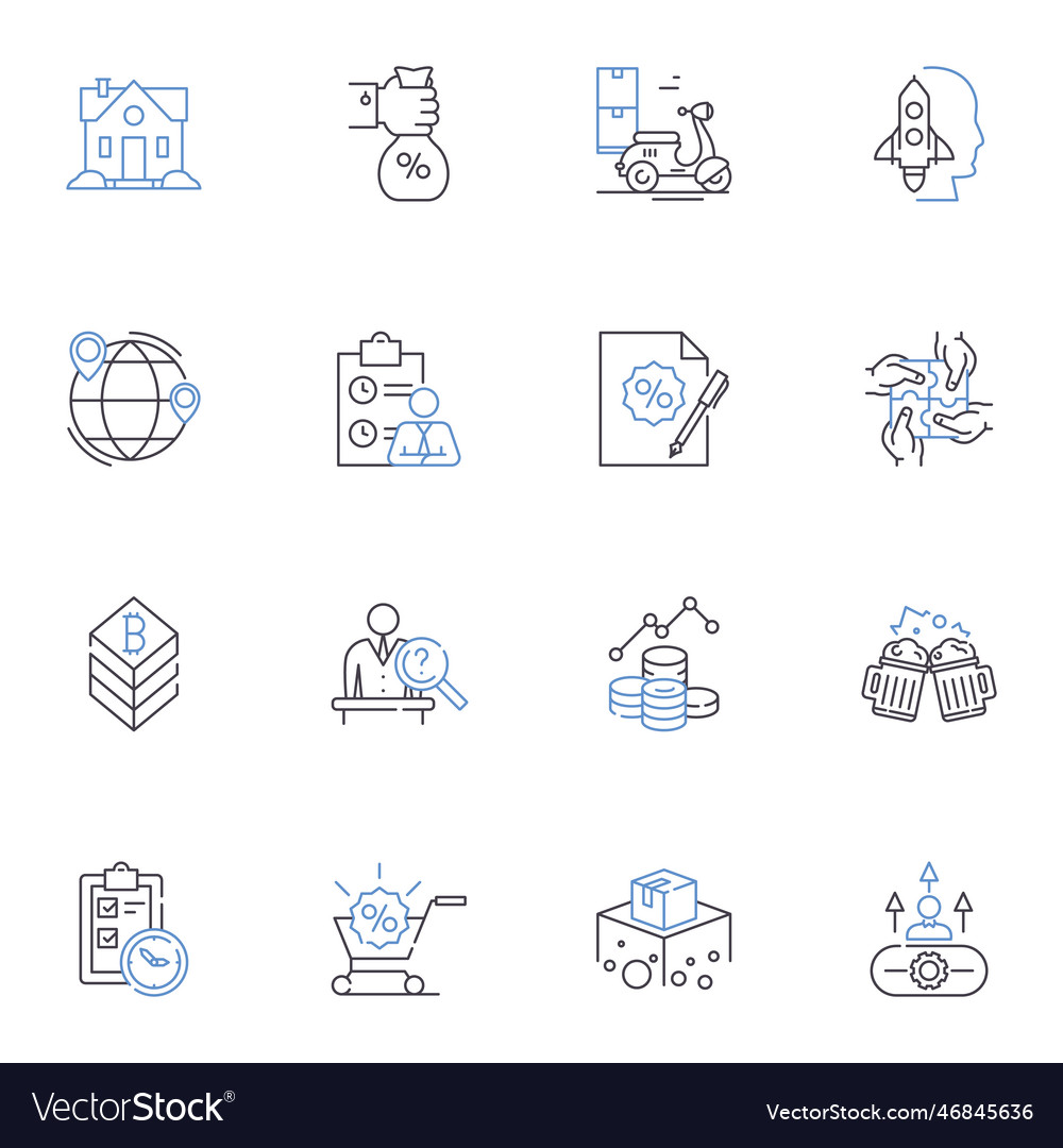 Data analysis line icons collection statistics vector image Data analysis line icons collection statistics