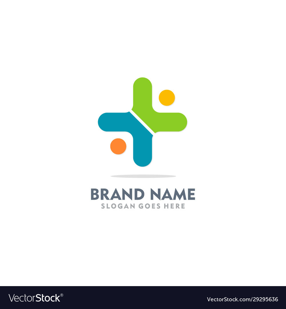 Glücklicher Mann Kreuz medikamentöses Firmenlogo vector image Glücklicher Mann Kreuz medikamentöses Firmenlogo