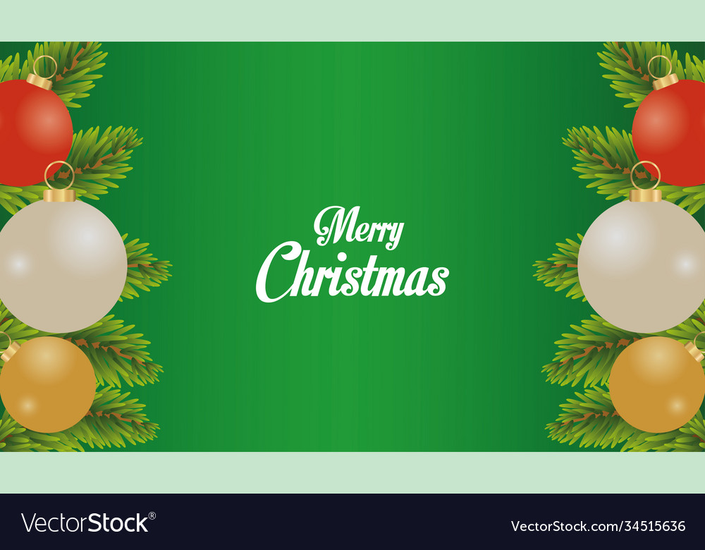 Happy merry christmas card with balls frame Vector Image