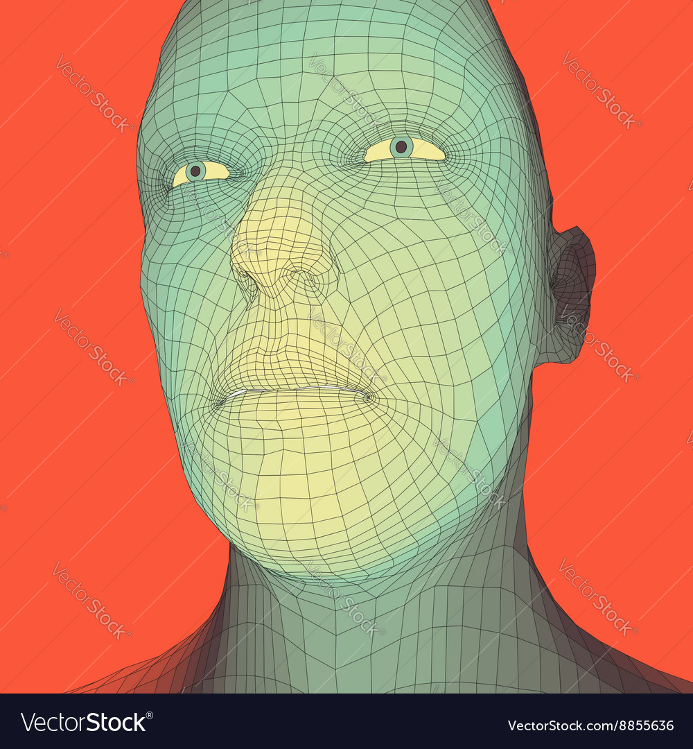 Head of the person from a 3d grid human