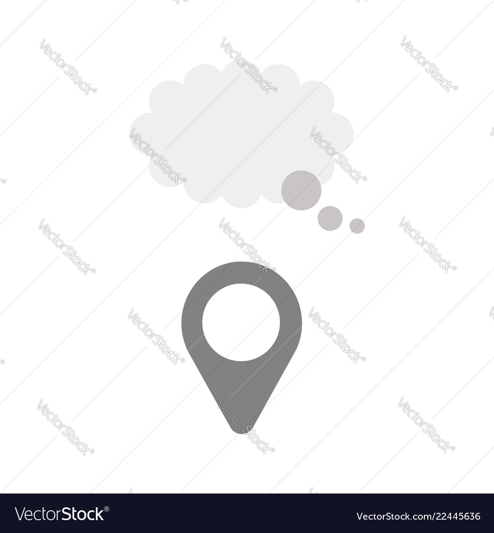 Icon concept of map pointer with blank thought vector image Icon concept of map pointer with blank thought