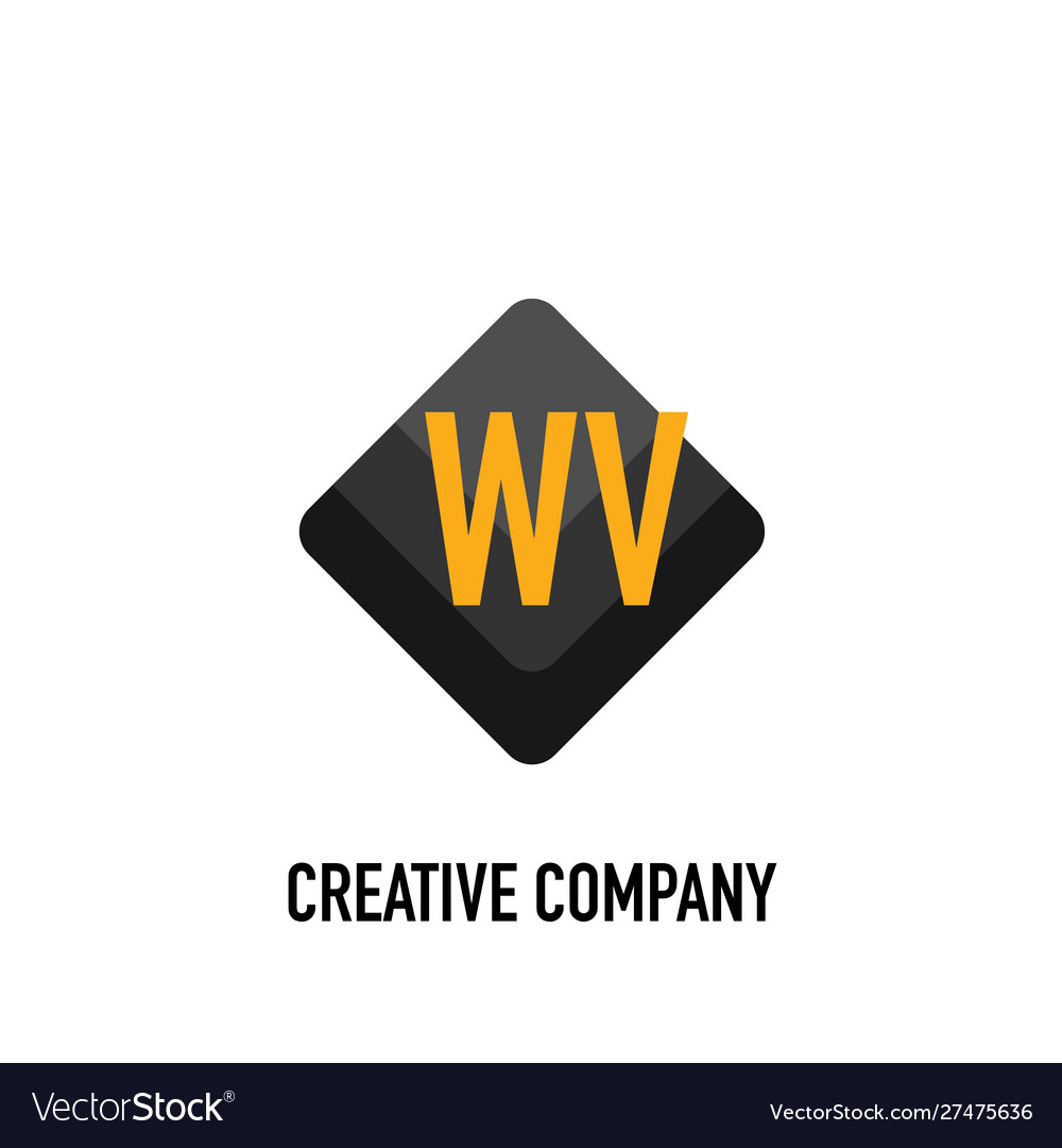 Initial letter wv black creative design logo