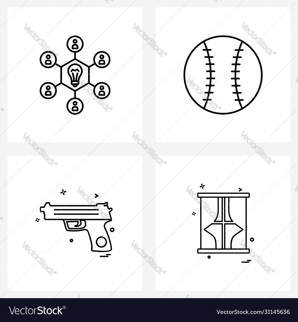 Pixel perfect set 4 line icons such as network