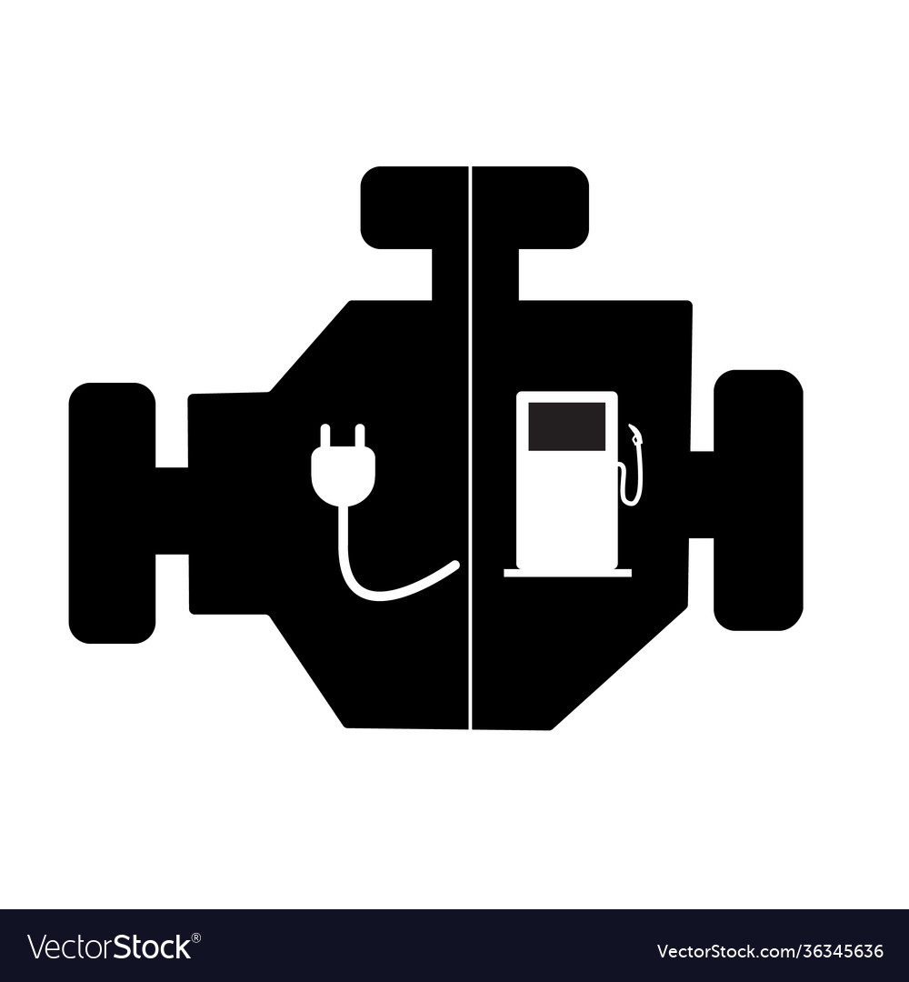 Plug In Hybrid Electric Vehicle Phev Engine Icon Vector Image 7215