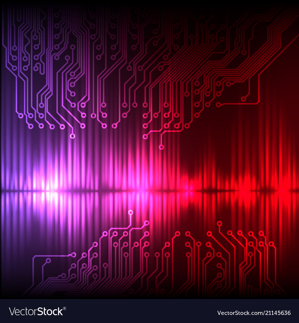 Purple-red wave abstract equalizer and circuit vector image Purple-red wave abstract equalizer and circuit