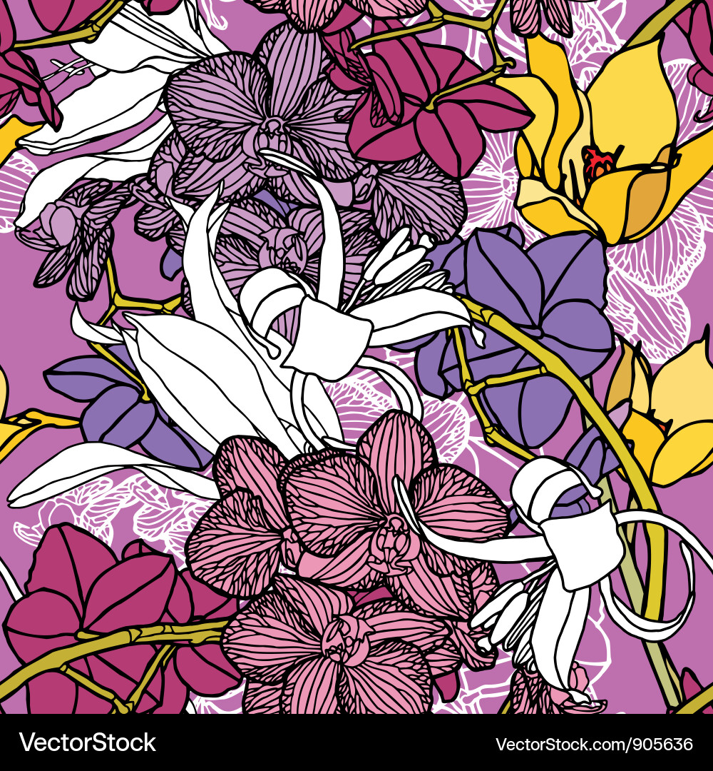 Seamless pattern with flowers Royalty Free Vector Image
