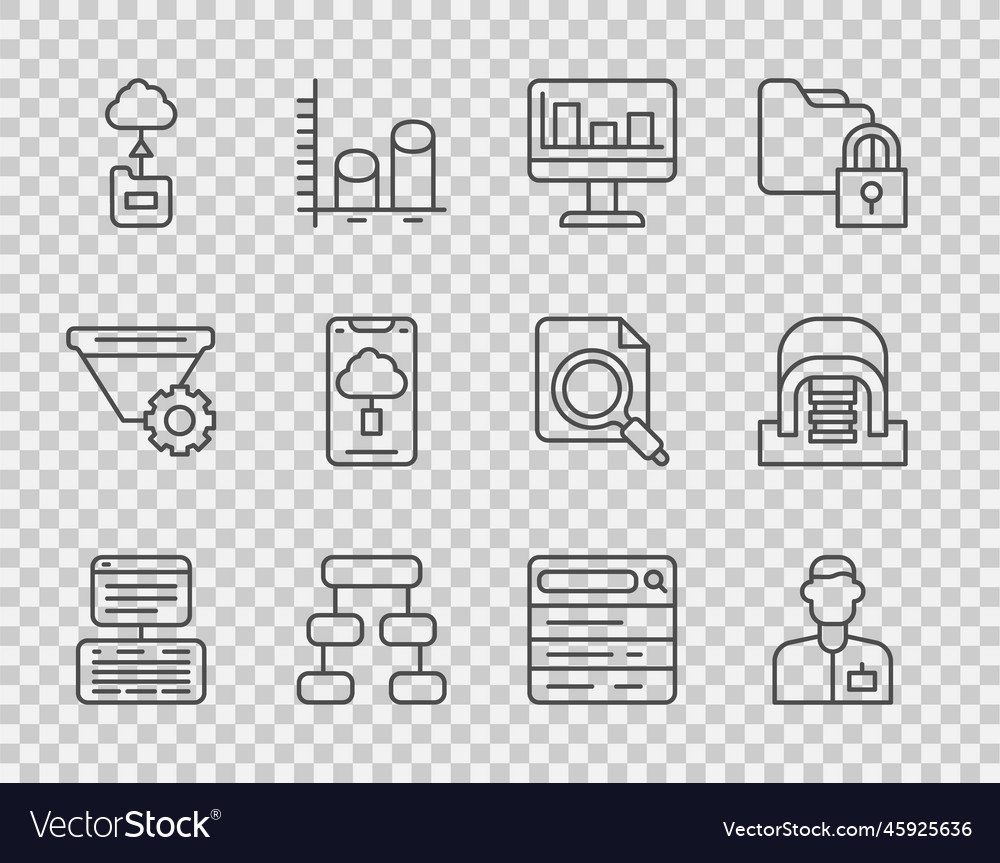 Zeilenserver Daten Webhosting Analyst einstellen vector image Zeilenserver Daten Webhosting Analyst einstellen