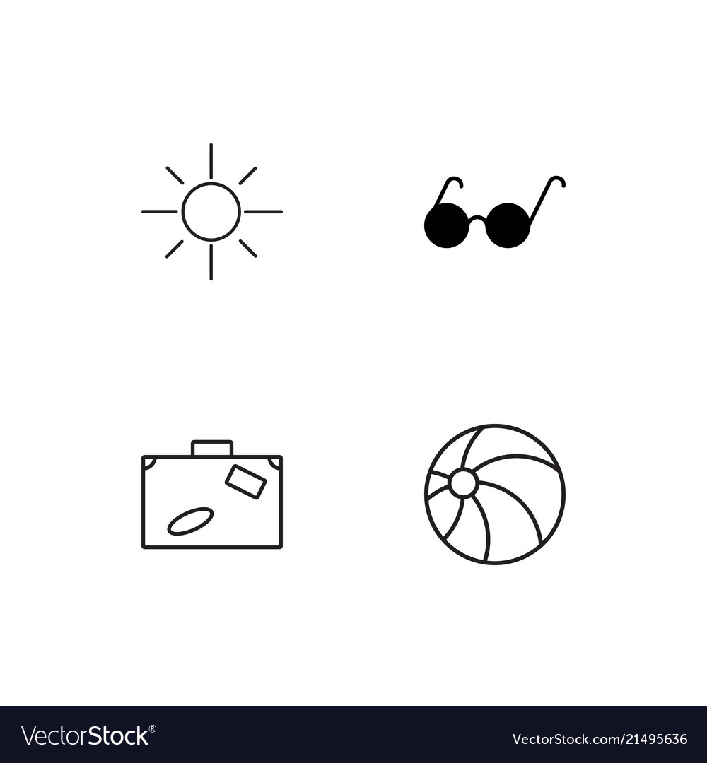Summer linear icons set simple outline