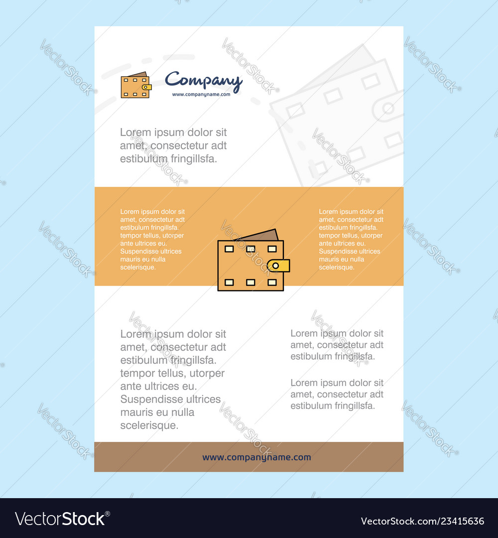 Template layout for wallet company profile annual