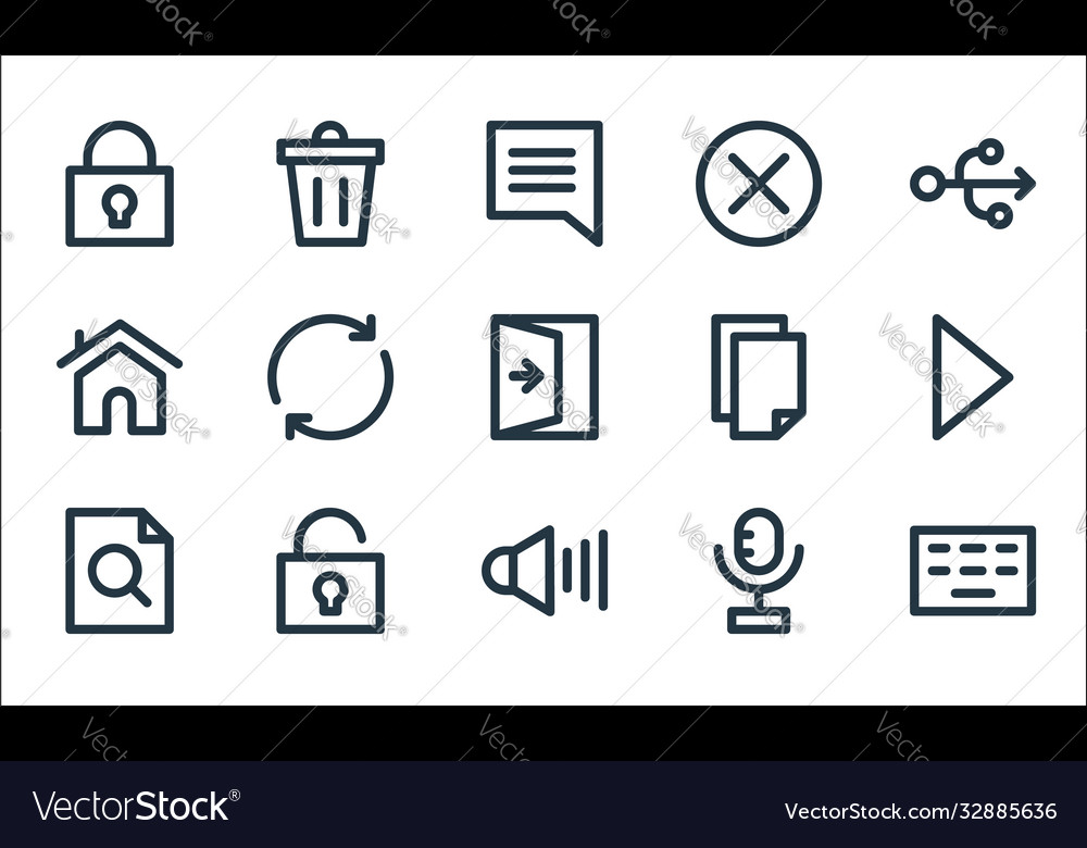 User interface line icons linear set quality vector image User interface line icons linear set quality