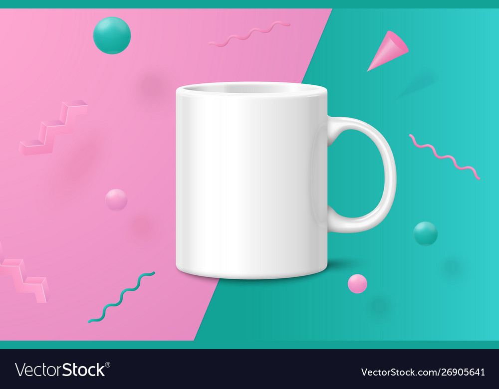 3d realistic white cup abstract scene