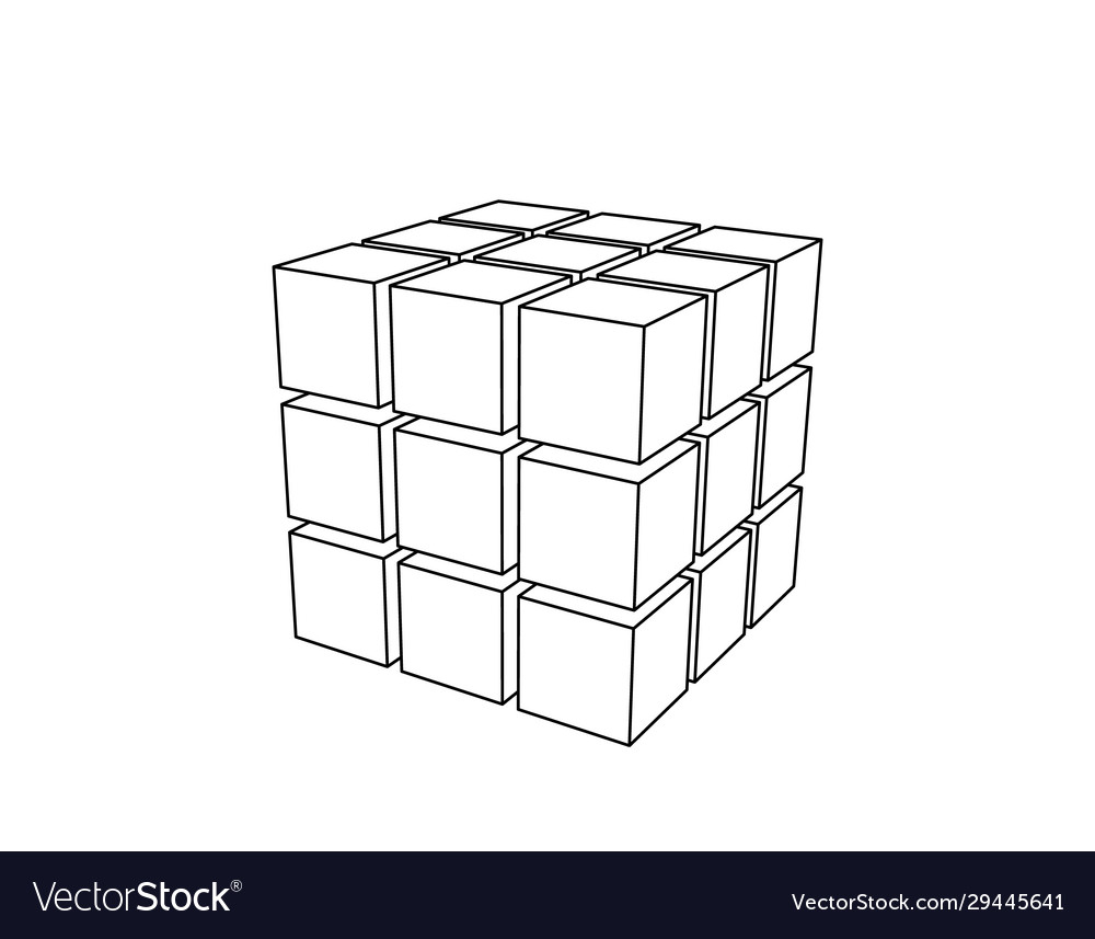 Abstract 3d Cube From Cubes Outline Royalty Free Vector