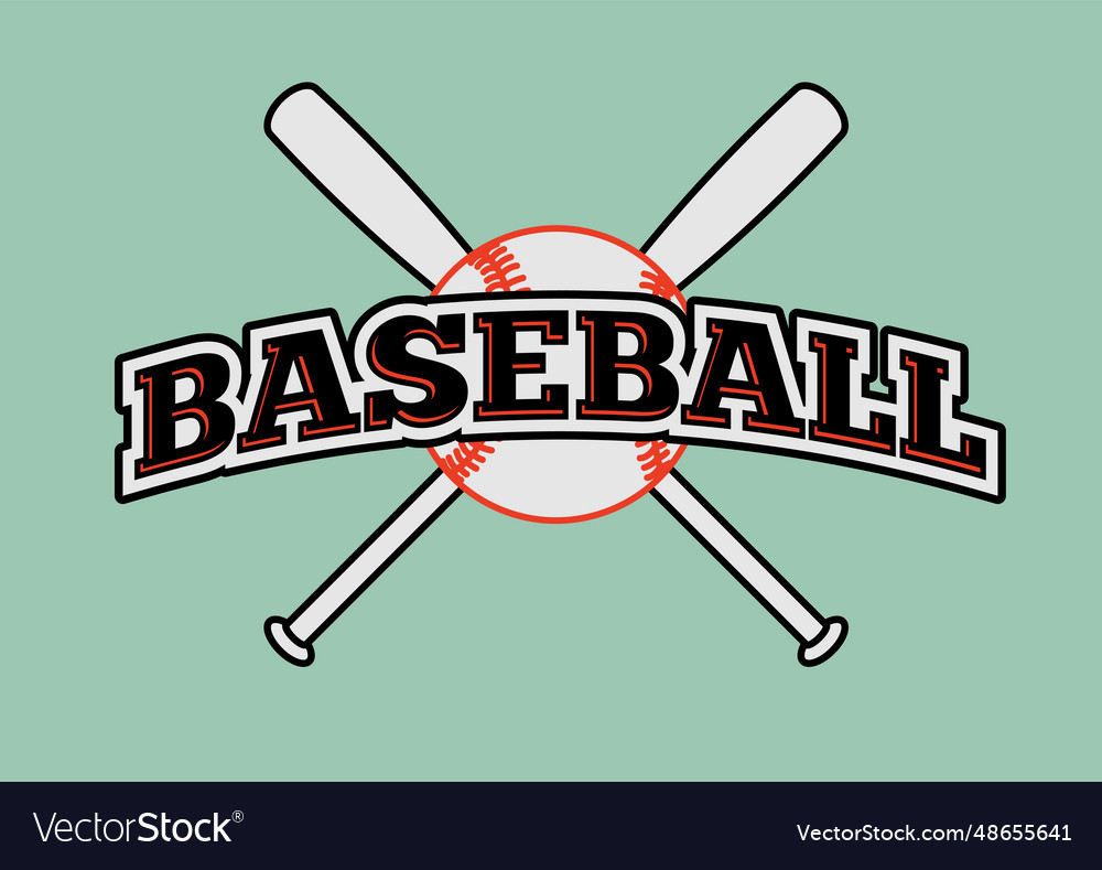 Baseball emblem with crossed bats and ball Vector Image