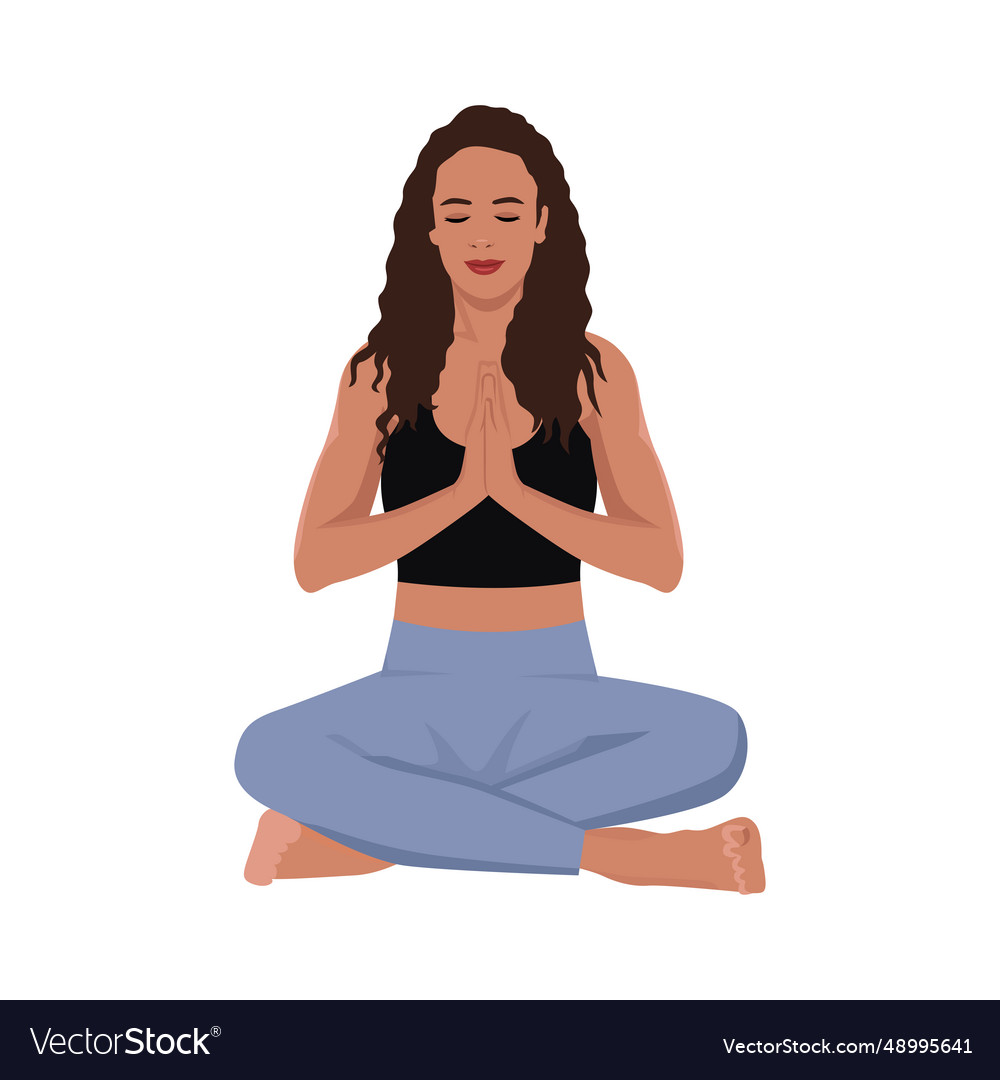 Black woman meditating healthy lifestyle yoga Vector Image