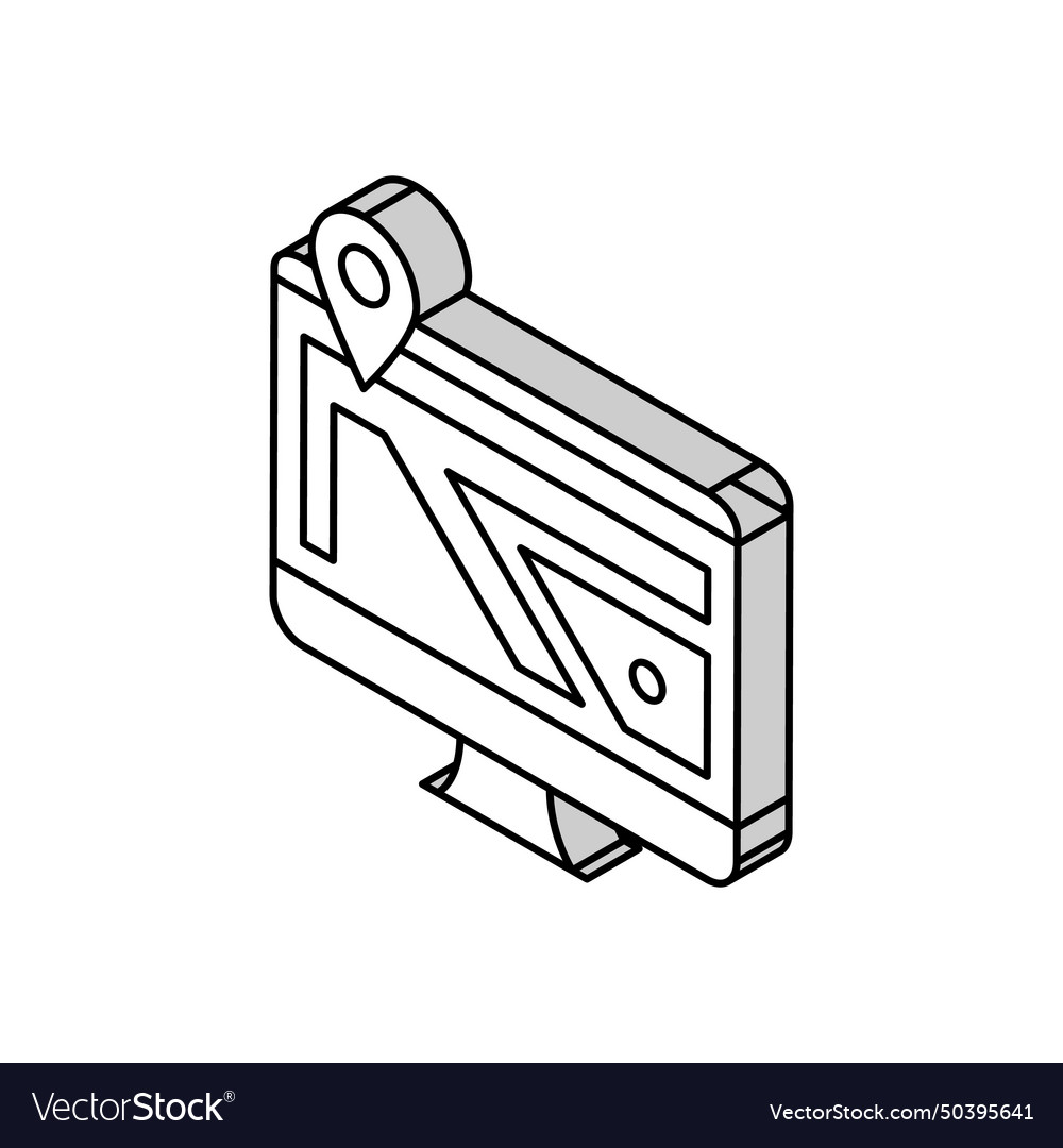 Computer monitor map location isometric icon