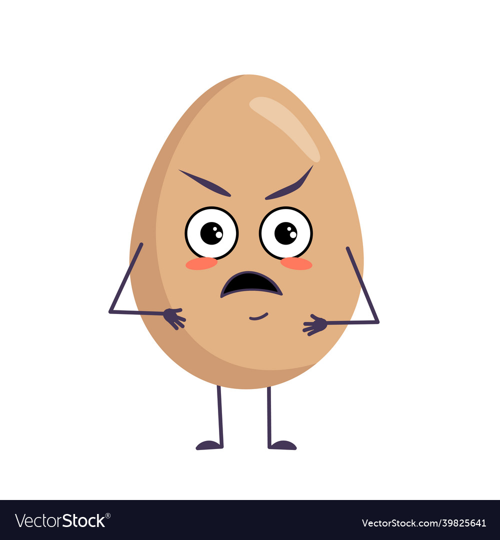 Cute egg characters with angry emotions face Vector Image