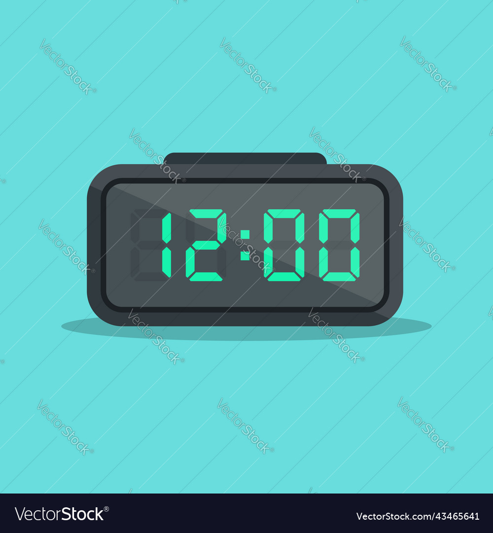 Digital clock number icon in flat style lcd watch