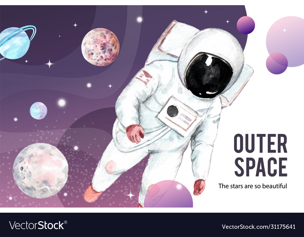 Galaxy frame design with astronaut planet