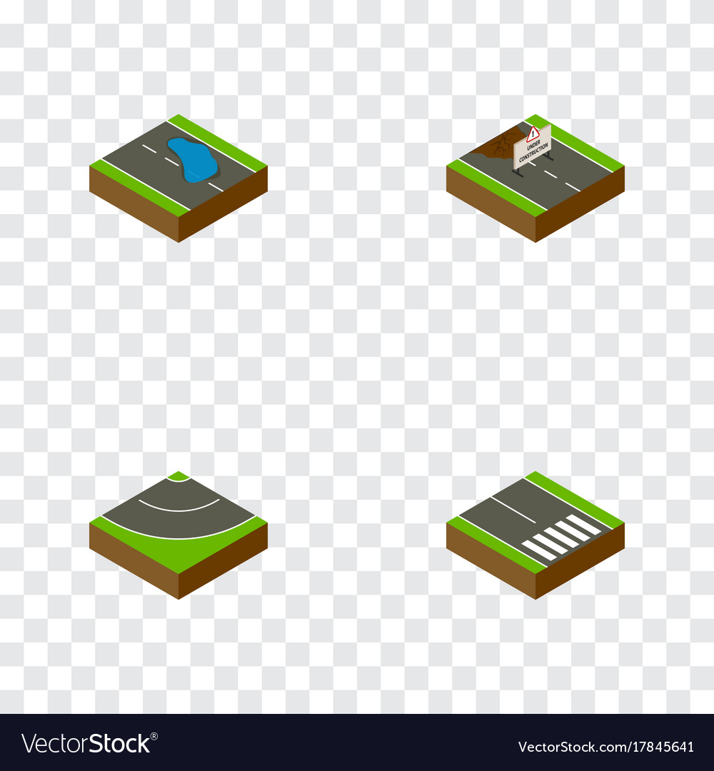 Isometric way set of pedestrian plash repairs