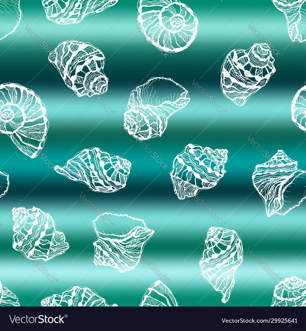 Marine seamless pattern with sea shells Royalty Free Vector