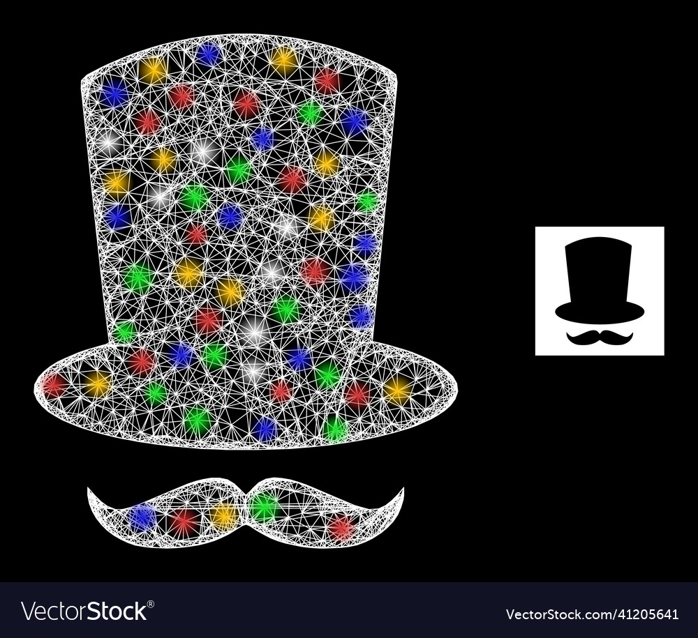 Net mesh gentleman mustache icon with multi