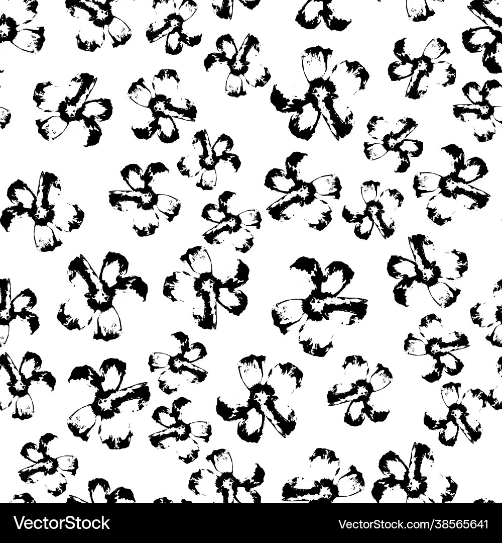 Seamless pattern with hand-drawn flowers Vector Image