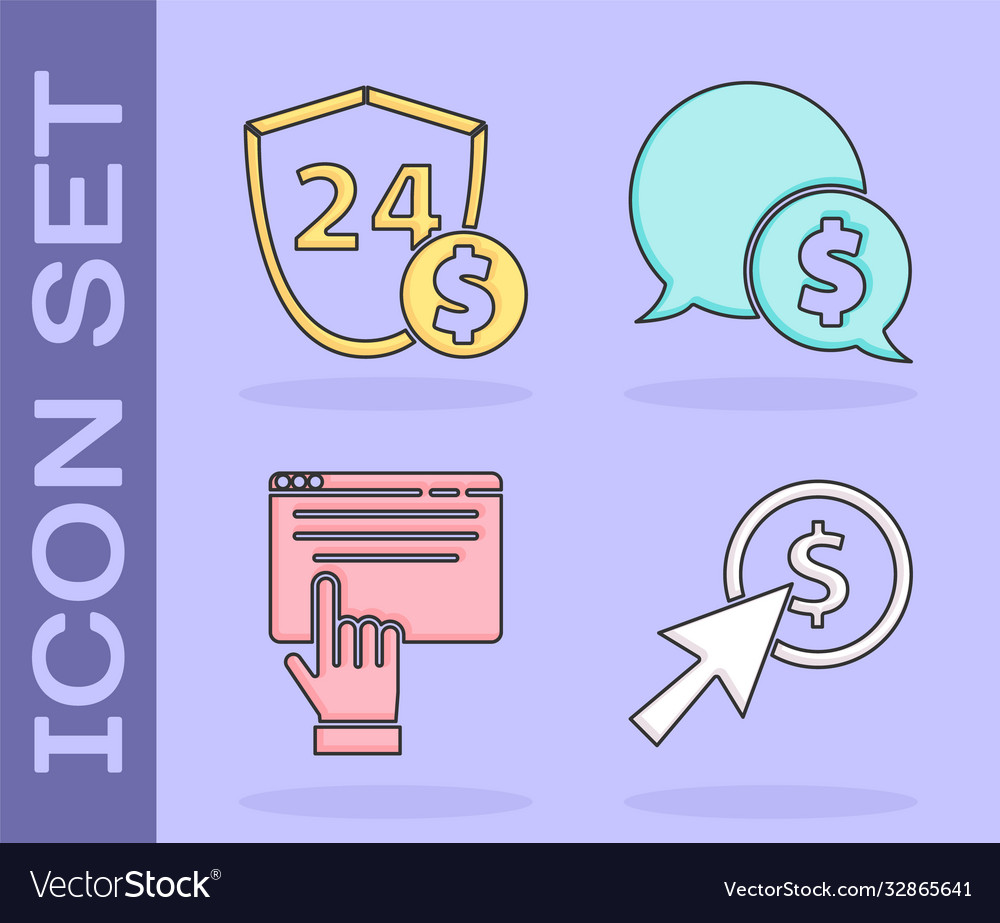 Set cursor and coin shield with dollar online vector image Set cursor and coin shield with dollar online