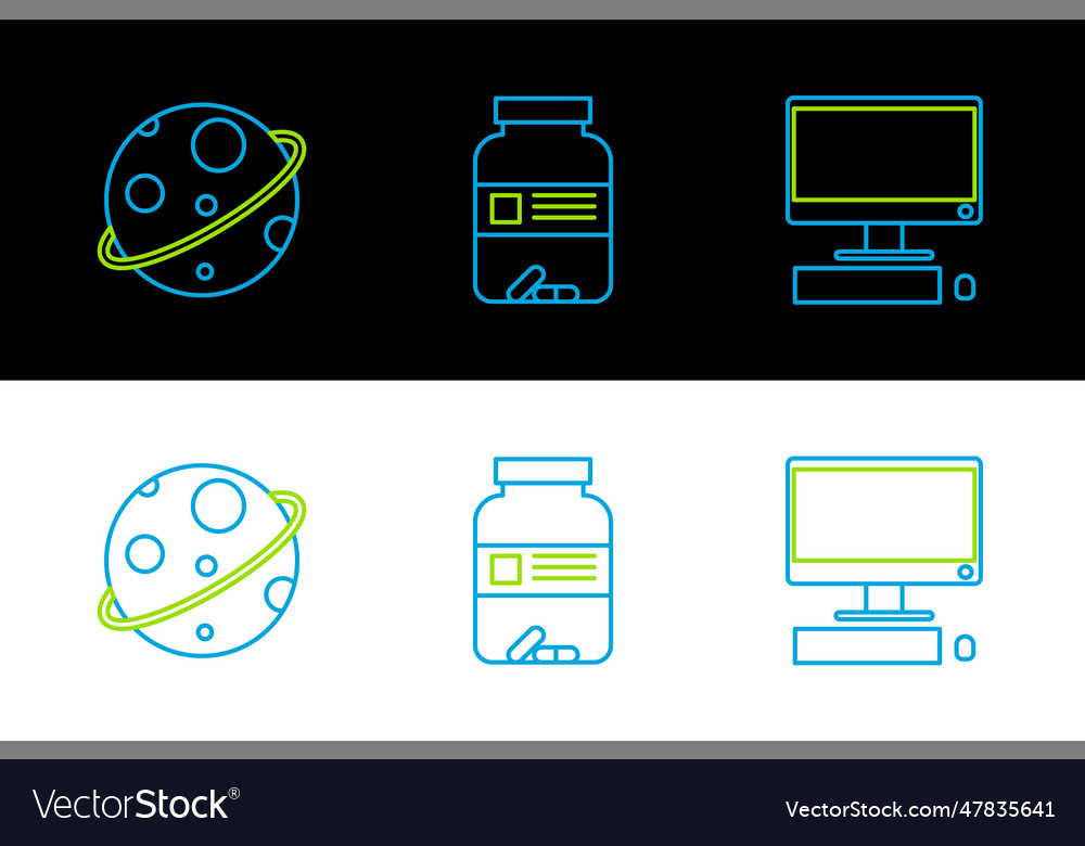 Set line computer monitor with keyboard and mouse vector image Set line computer monitor with keyboard and mouse
